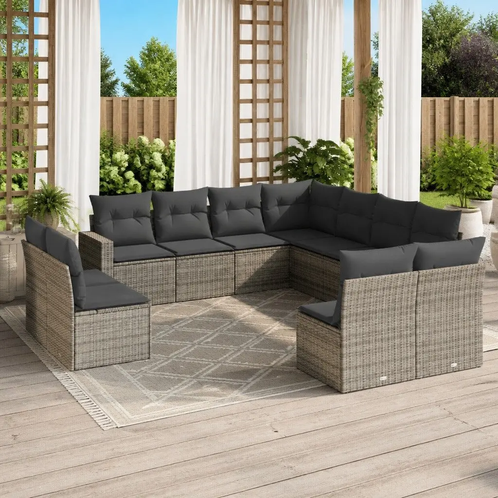 Garden Sofa Set Modular PE Rattan 11 Piece Outdoor Furniture Grey