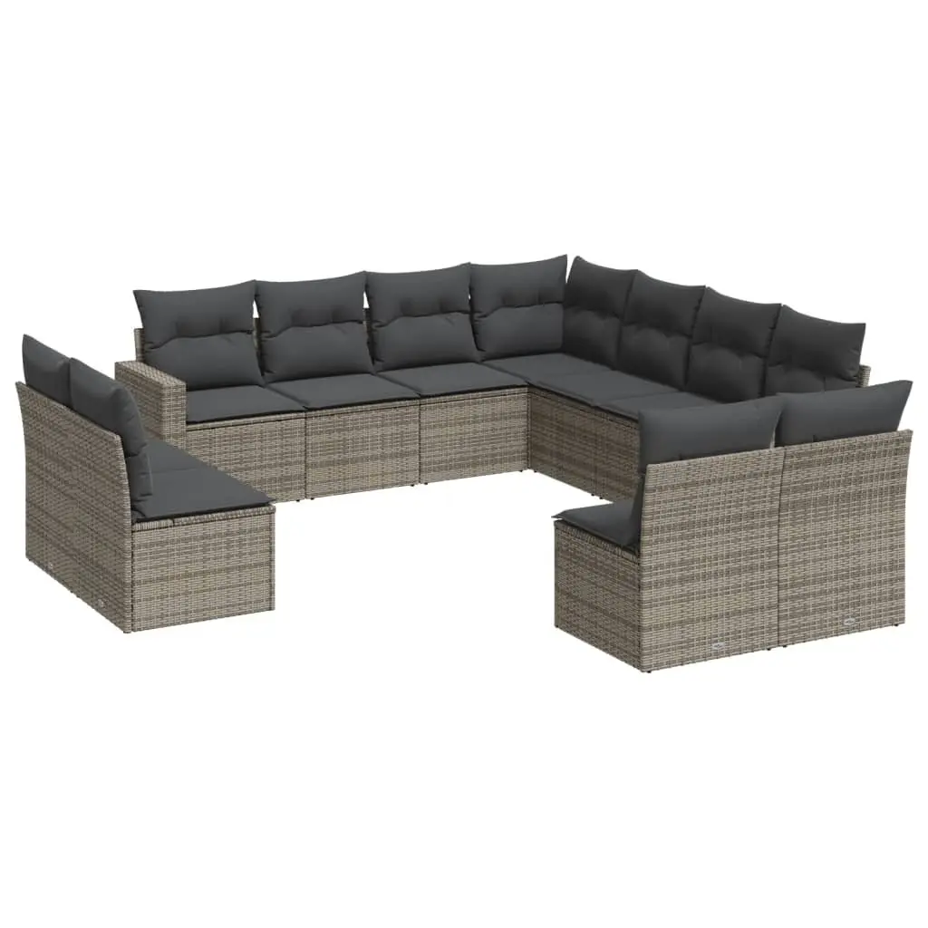 Garden Sofa Set Modular PE Rattan 11 Piece Outdoor Furniture Grey
