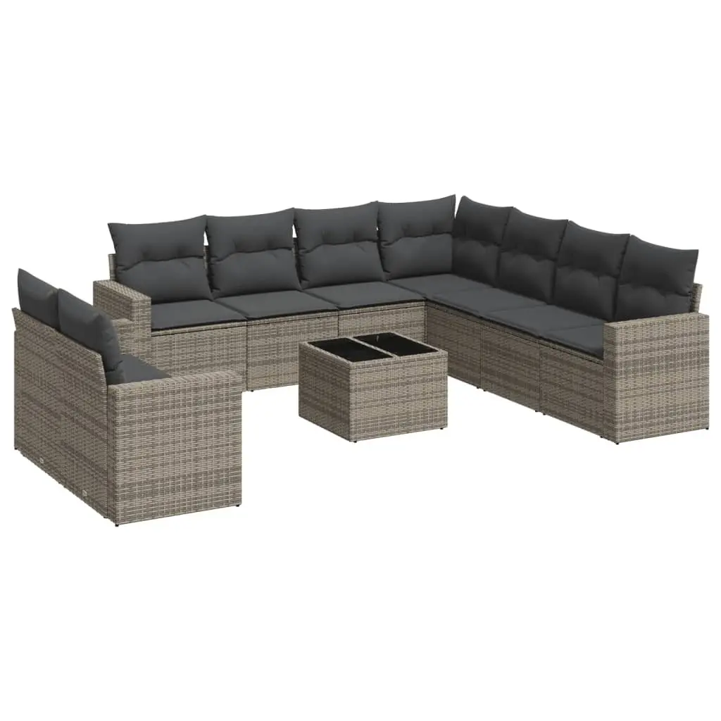 10-Piece Grey Sofa Set for Outdoor Use