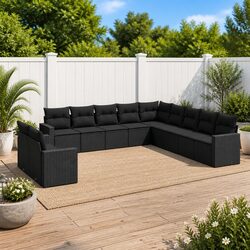 Functional 11-Piece Black Outdoor Sofa Set for Any Space