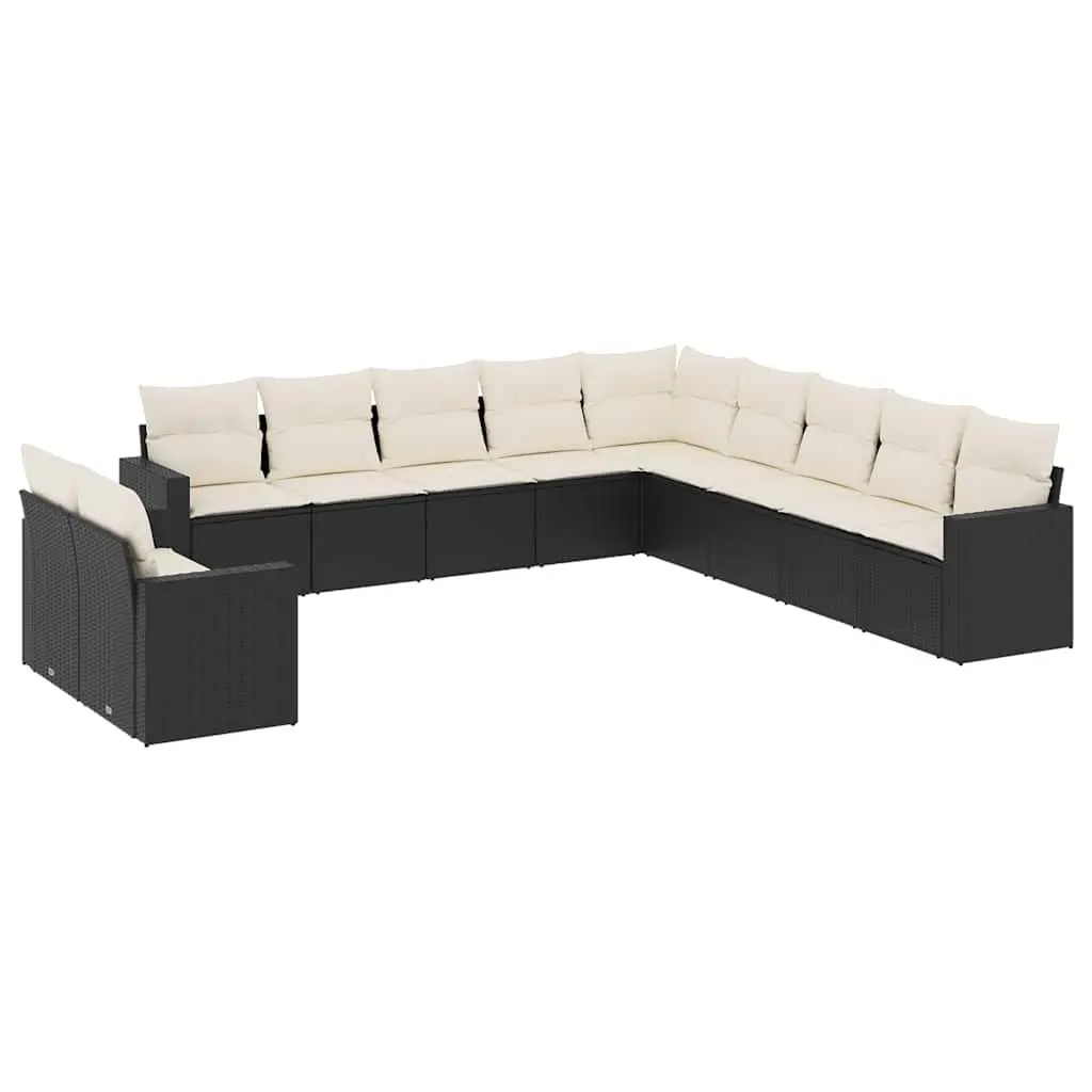 Garden Sofa Set Modular PE Rattan 11 Piece Outdoor Furniture Black
