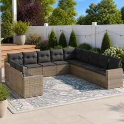 11-Piece Grey Patio Sofa Set for Entertaining