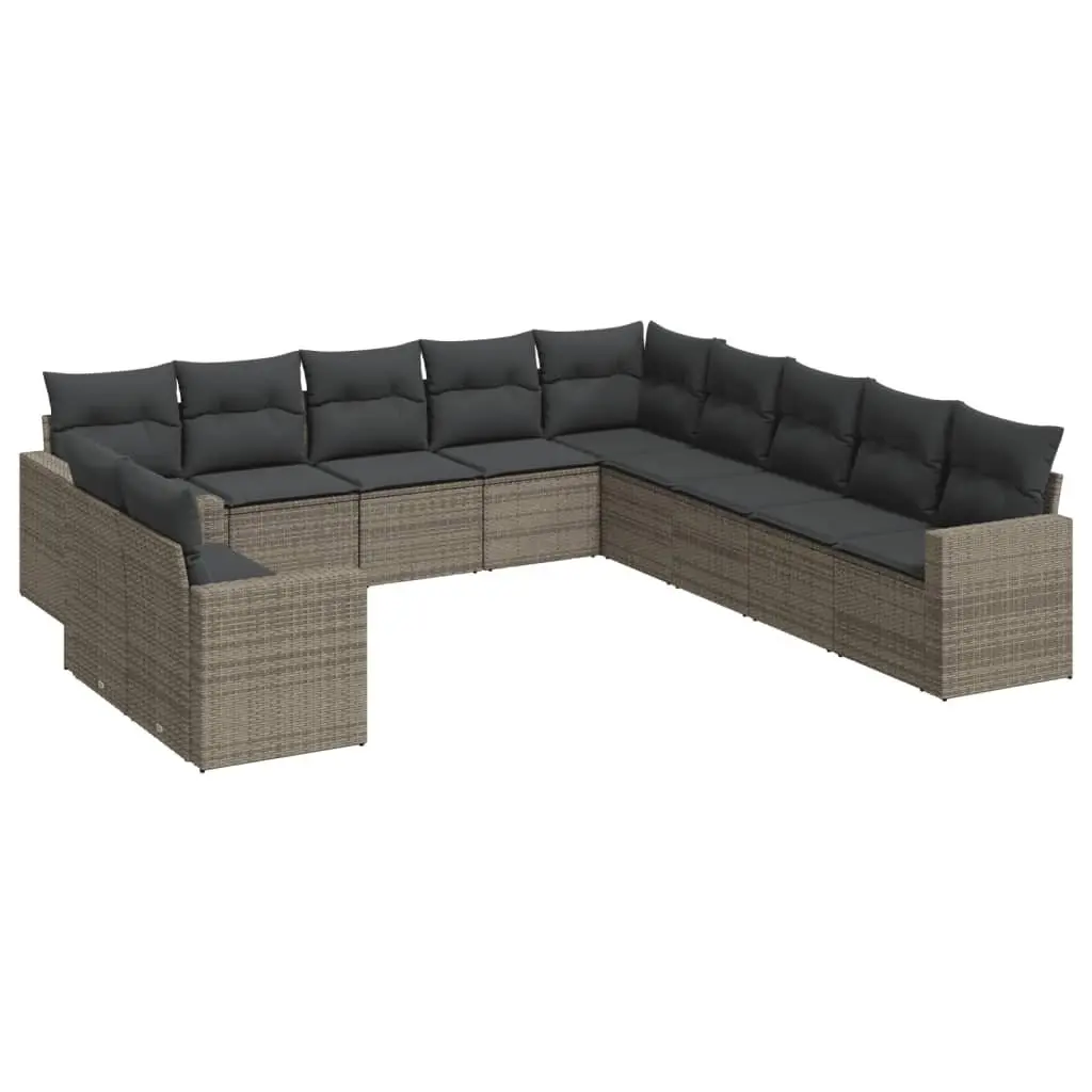 Garden Sofa Set Modular PE Rattan 11 Piece Outdoor Furniture Grey Patio Lounge