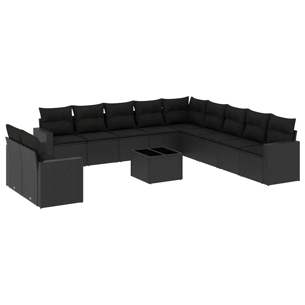 Garden Sofa Set PE Rattan Modular 12 Piece Outdoor Furniture Black