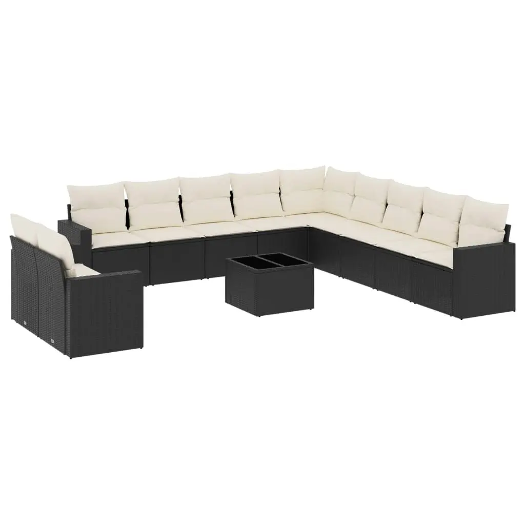 Garden Sofa Set PE Rattan 12 Piece Outdoor Furniture Black Modular Patio