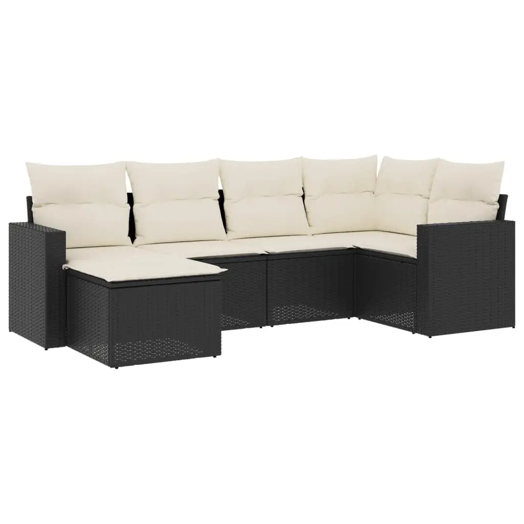 Garden Sofa Set PE Poly Rattan Modular 6 Piece Outdoor Furniture Black
