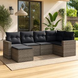 Ideal for Your Patio: 6 Piece Grey Garden Sofa Set