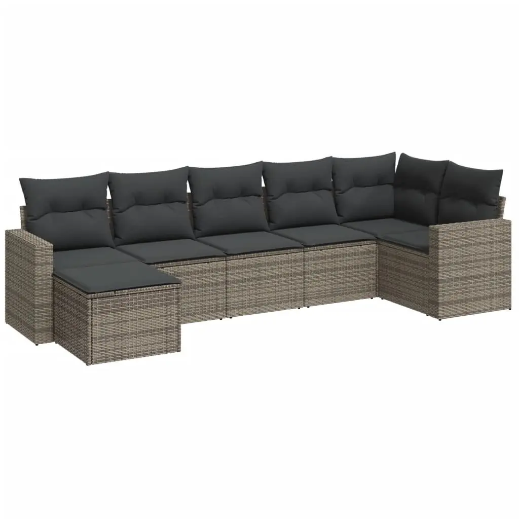 7 Piece Garden Sofa Set PE Rattan Modular Outdoor Furniture with Cushions Grey