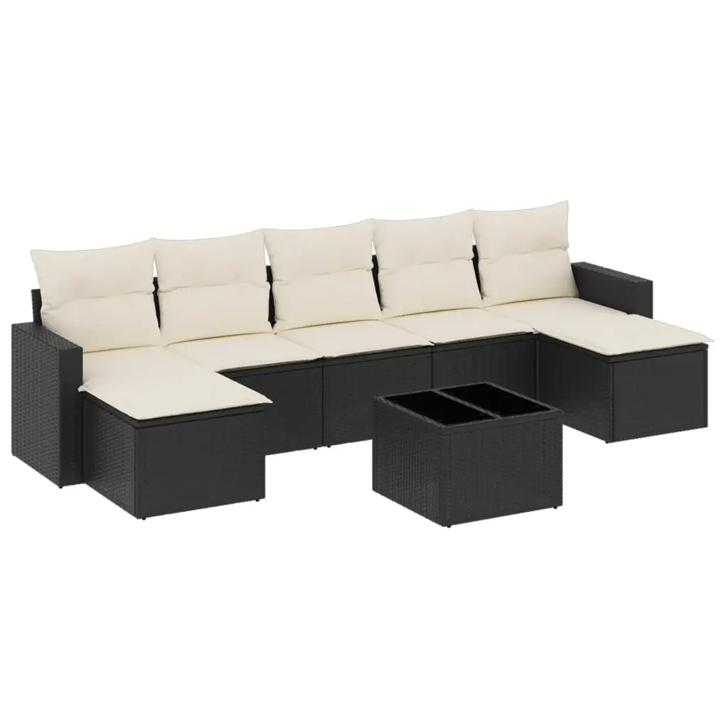 Garden Sofa Set 8 Piece Outdoor Furniture with Cushions Black Modular Patio