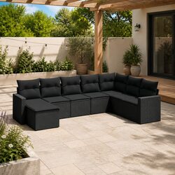 Versatile 8 Piece Black Outdoor Sofa Set for Your Patio