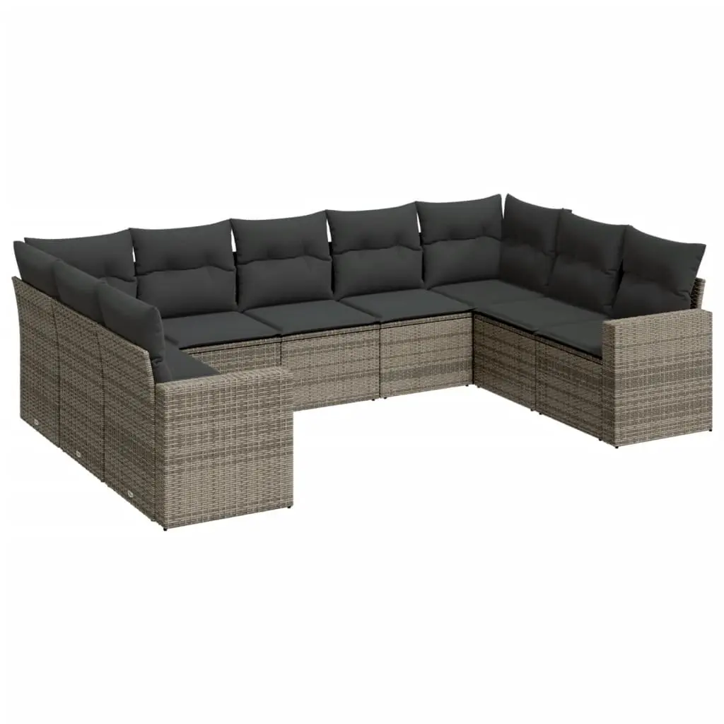 Garden Sofa Set 9 Piece Outdoor Furniture Patio Lounge Grey with Cushions