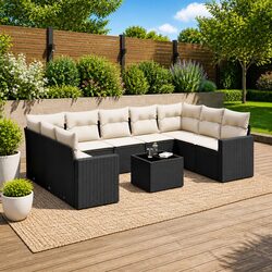 Practical 10 Piece Outdoor Sofa Set with Cushions