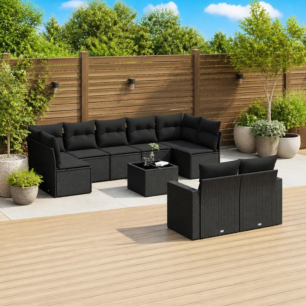 10 Piece Outdoor Garden Sofa Set Patio Furniture Rattan Lounge with Cushions