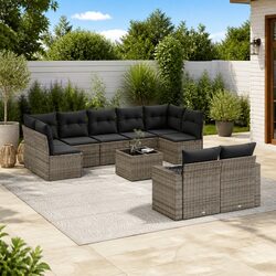 10-Piece Grey Outdoor Sofa Set for Patios