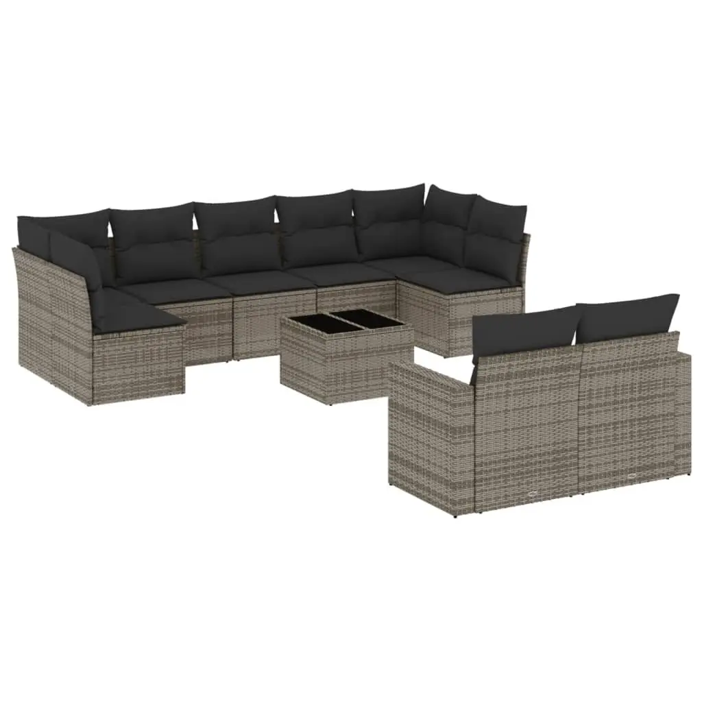 Garden Sofa Set PE Rattan 10 Piece Modular Outdoor Furniture Grey