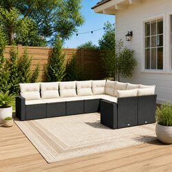 Ideal 9-Piece Black Garden Sofa Set for Outdoor Spaces