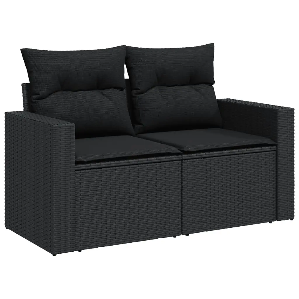 Outdoor Furniture Set 10 Piece Modular Rattan Black Patio Lounge with Cushions