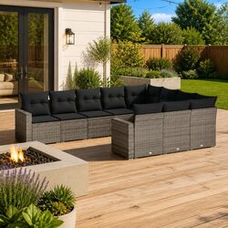 Versatile 10-Piece Rattan Sofa Set for Outdoor Use