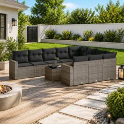Versatile 11-Piece Grey Outdoor Sofa Set