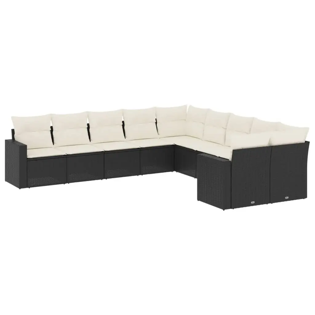Garden Sofa Set PE Rattan 10 Piece Outdoor Furniture Black Patio Lounge