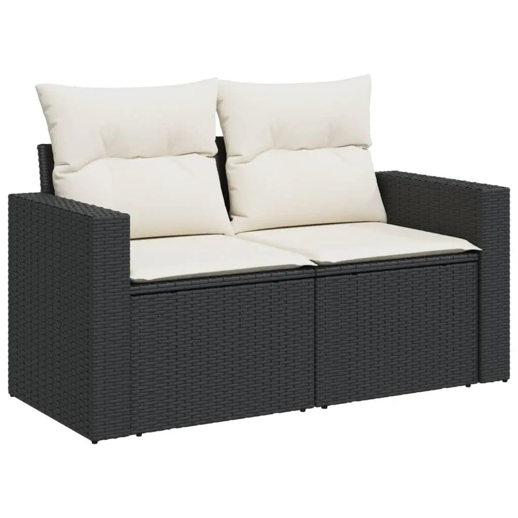 Outdoor Garden Sofa Set 11 Piece Black Poly Rattan Furniture Patio with Cushions