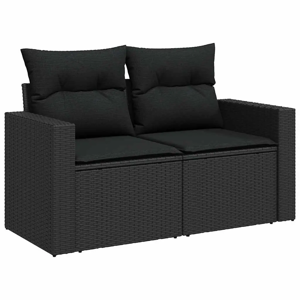 Garden Sofa Set Poly Rattan 11 Piece Outdoor Furniture Patio Black with Cushions