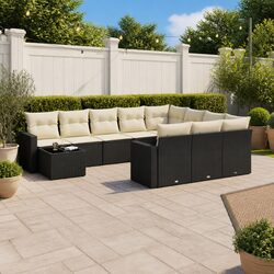 Practical 11 Piece Black Garden Sofa Set for Your Patio