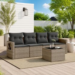 Ideal Garden Sofa Set for Your Patio: 5 Piece Grey Set
