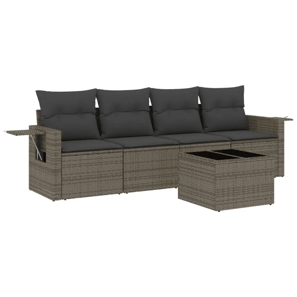 Garden Sofa Set 5 Piece Grey Outdoor Furniture with Cushions Patio Seating
