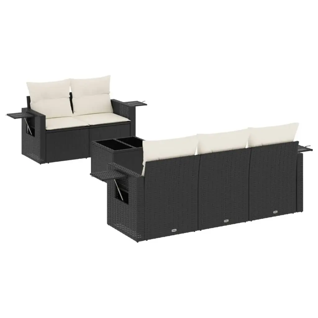 Garden Sofa Set 6 Piece Outdoor Furniture Patio Lounge Black with Cushions