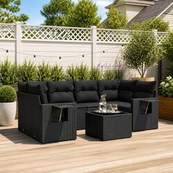 Practical 7-Piece Black Outdoor Sofa Set for Your Space