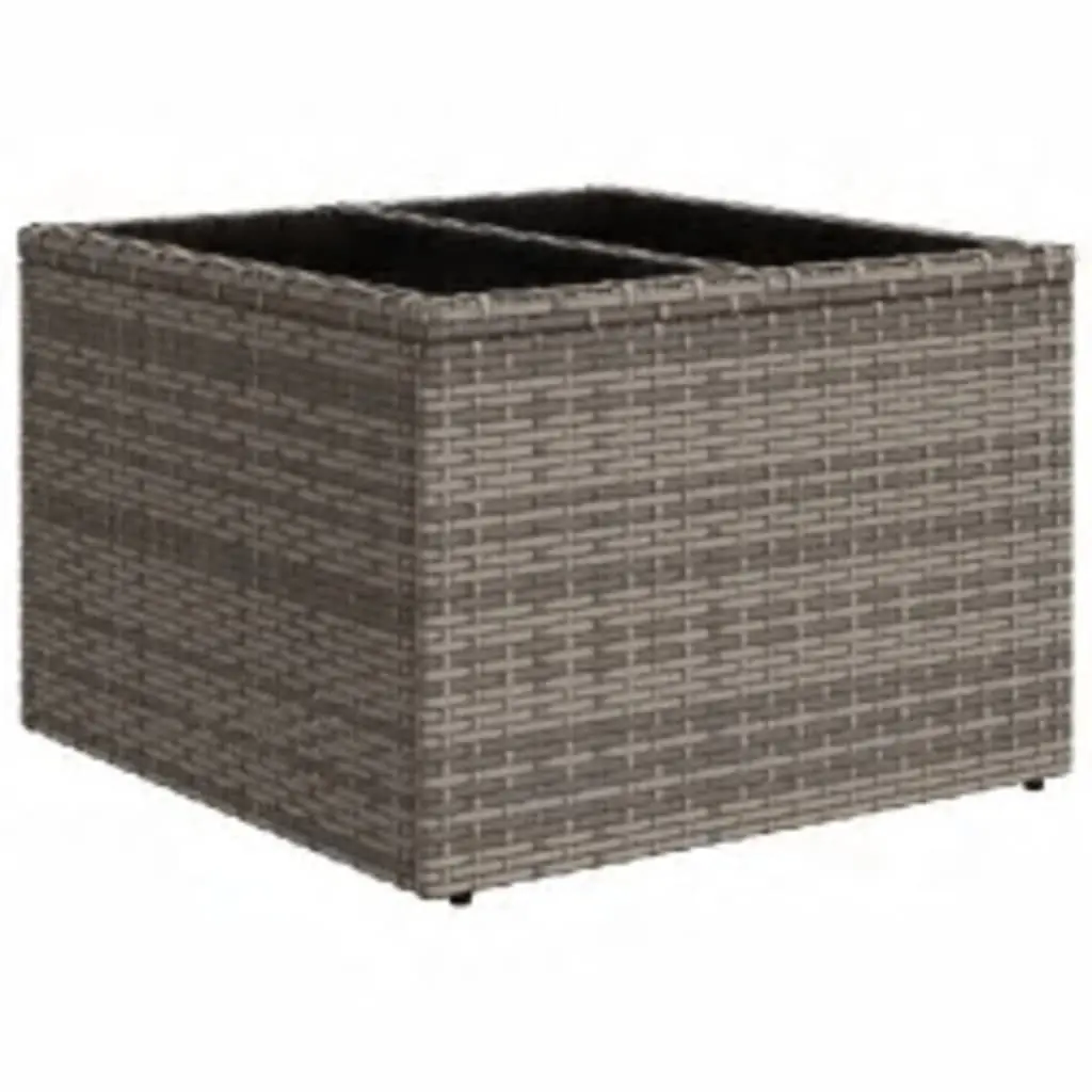 8 Piece Garden Sofa Set PE Rattan Modular Grey with Cushions and Tempered Glass Table