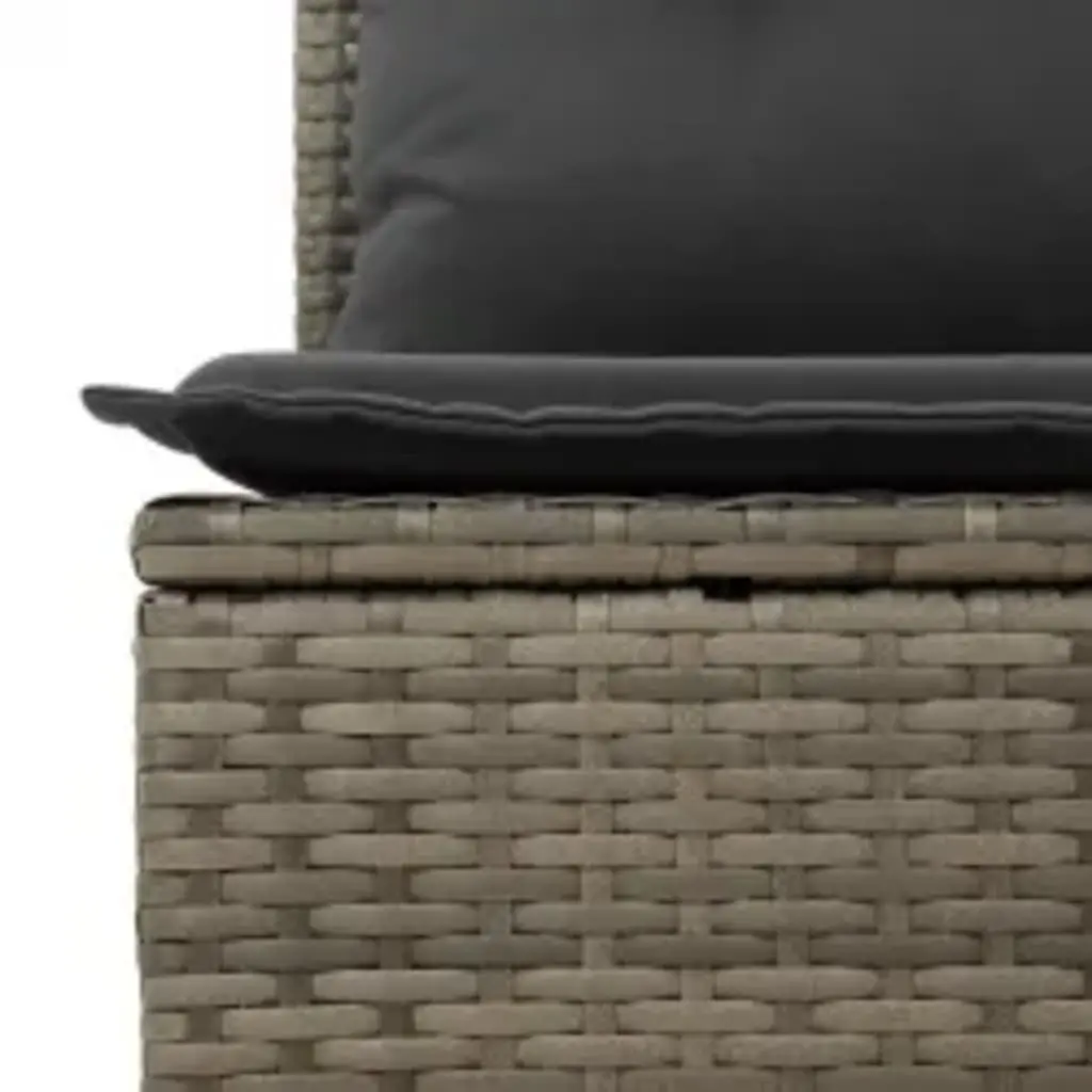 8 Piece Garden Sofa Set PE Rattan Modular Grey with Cushions and Tempered Glass Table