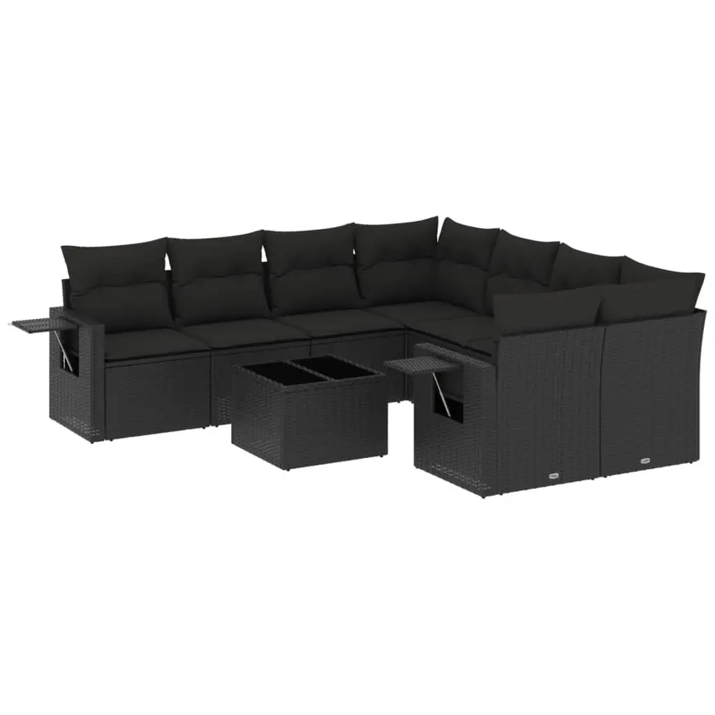 Garden Sofa Set Modular PE Rattan 9 Piece Outdoor Furniture Black