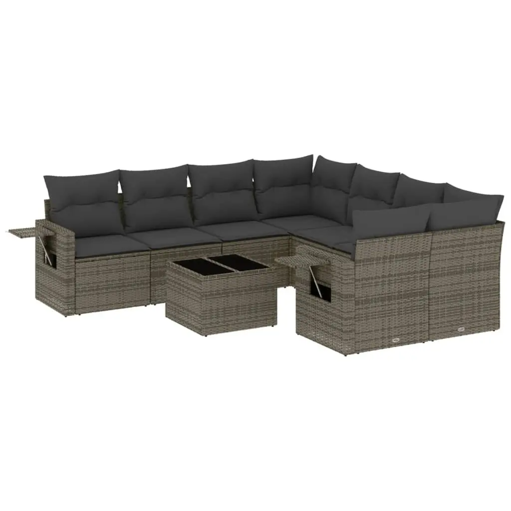 Garden Sofa Set 9 Piece Modular PE Rattan Outdoor Furniture Grey