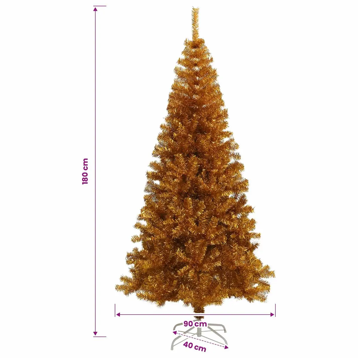 Artificial Christmas Tree Gold 180cm PET Indoor Seasonal Holiday Decoration