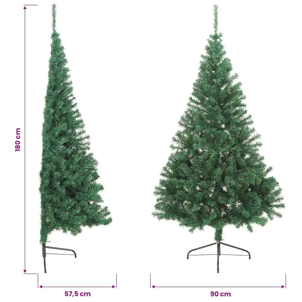 Half Christmas Tree Green 180cm Artificial PVC Seasonal Home Holiday Decoration