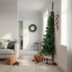 Green 210 cm Christmas Wall Tree with Stable Steel Base