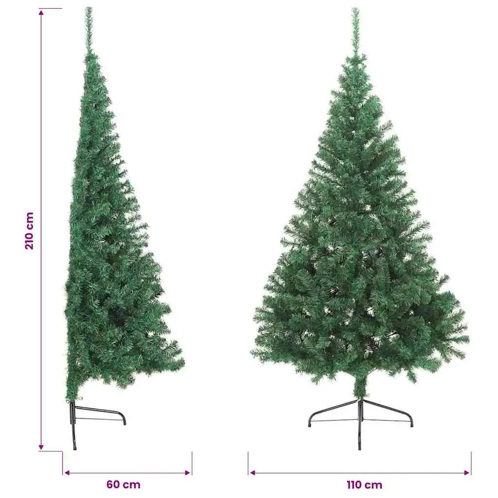 Artificial Half Christmas Tree PVC 210cm Green Wall Mount