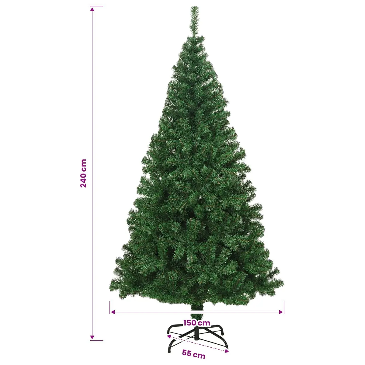 Artificial Christmas Tree PVC 240cm Green Thick Branches Indoor Decoration