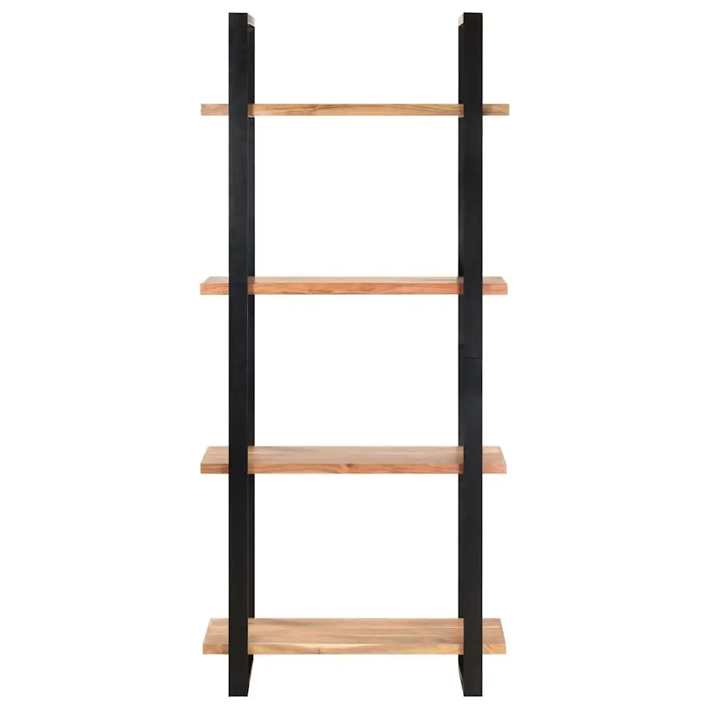 4ShelfBookcaseVintageIndustrialBrownSolidAcaciaWood80x40x180cmPowderCoatedIronFrameStorageDisplayUnit