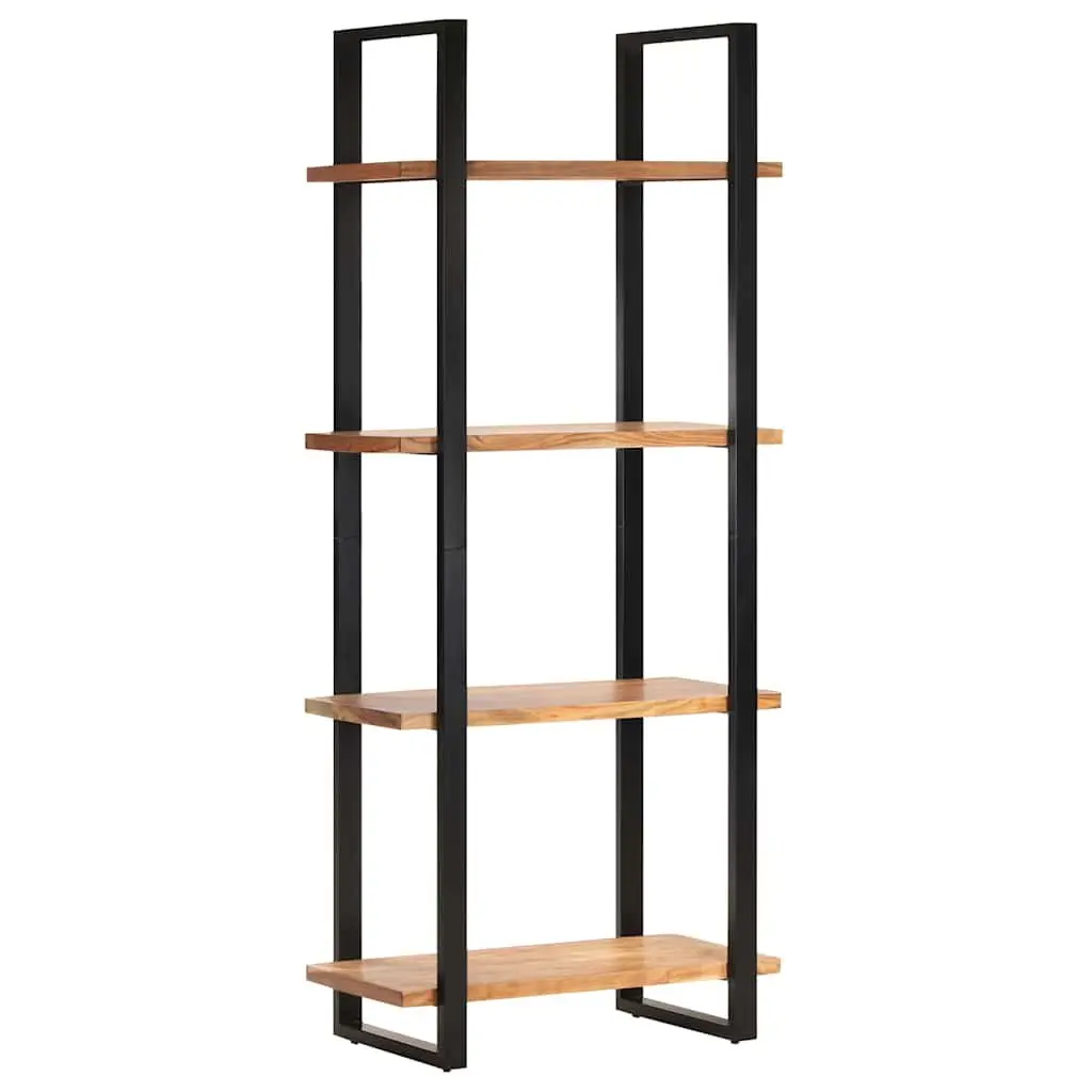 4ShelfBookcaseVintageIndustrialBrownSolidAcaciaWood80x40x180cmPowderCoatedIronFrameStorageDisplayUnit