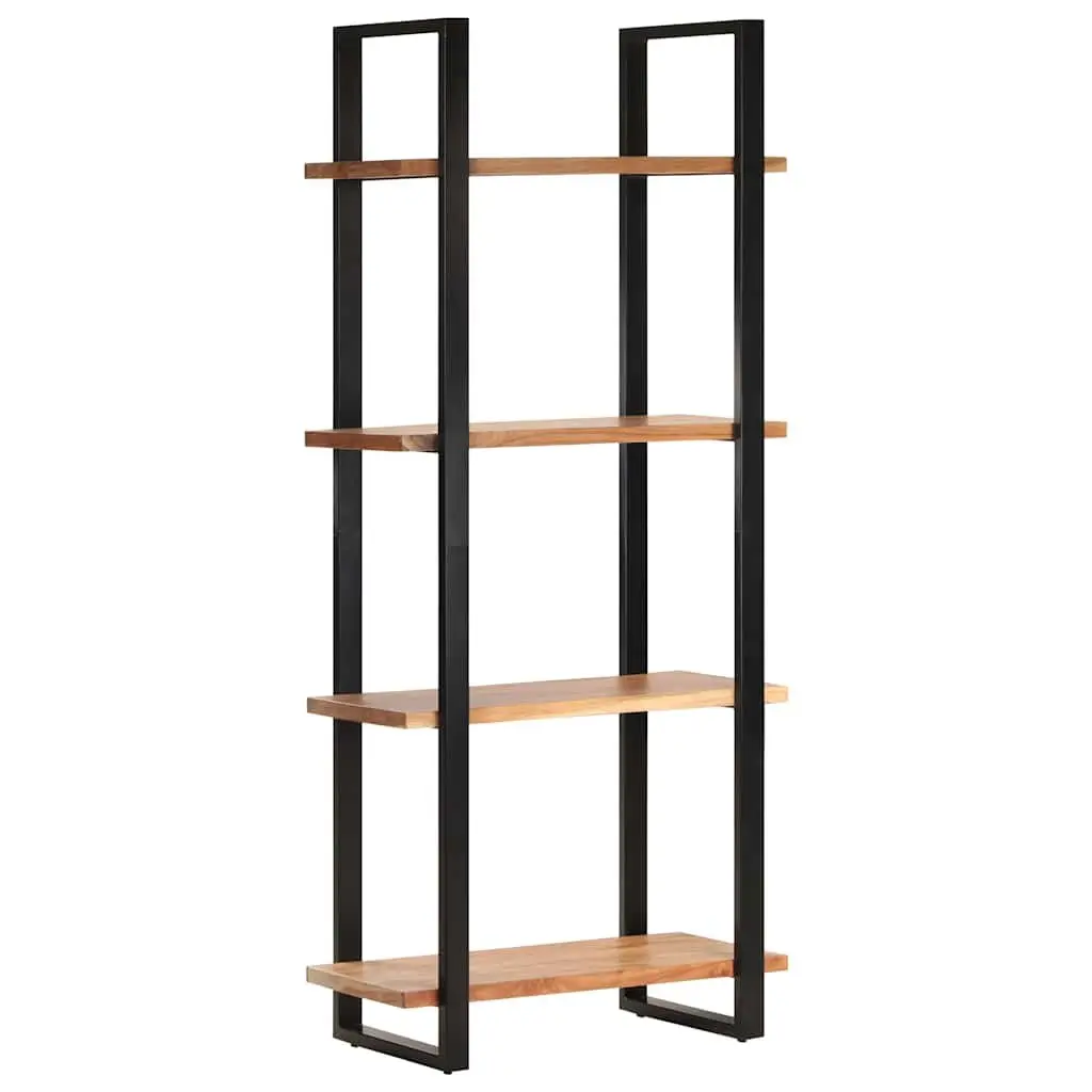 4ShelfBookcaseVintageIndustrialBrownSolidAcaciaWood80x40x180cmPowderCoatedIronFrameStorageDisplayUnit