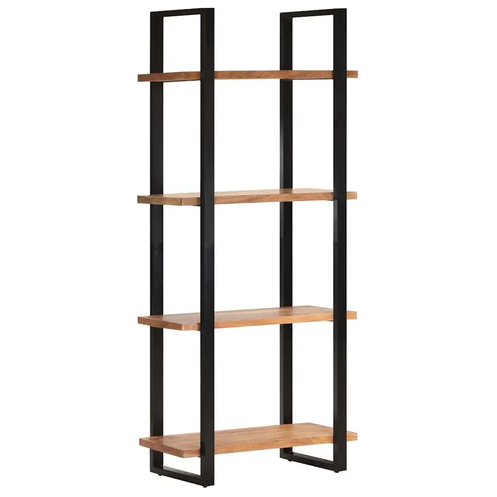 4ShelfBookcaseVintageIndustrialBrownSolidAcaciaWood80x40x180cmPowderCoatedIronFrameStorageDisplayUnit