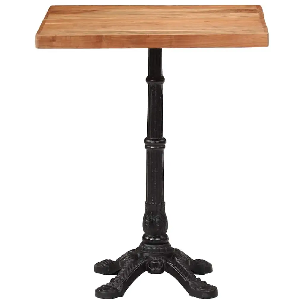 Bistro Table Solid Acacia Wood Brown Cast Iron Base 60x60x76cm