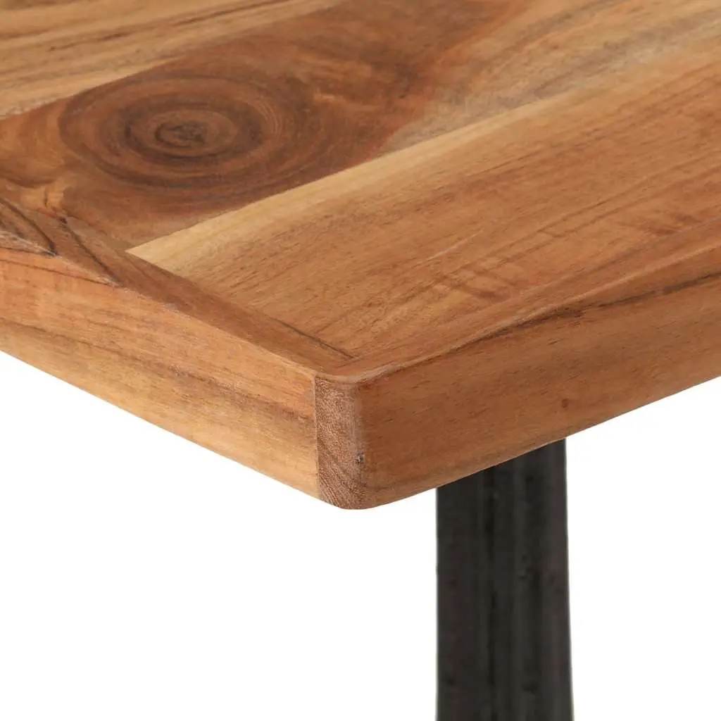 Bistro Table Solid Acacia Wood Brown Cast Iron Base 60x60x76cm