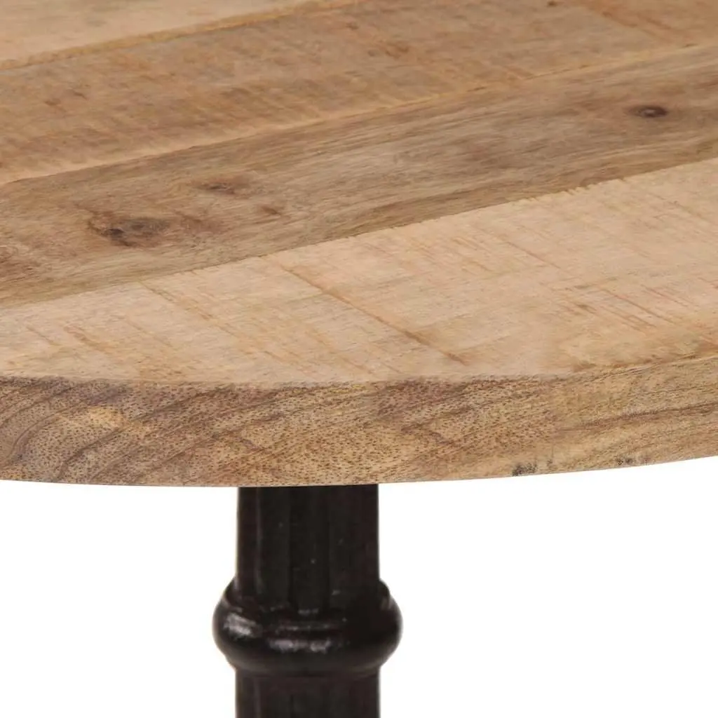 Round Bistro Table Cast Iron Base Rough Mango Wood 60cm Brown Height 76cm