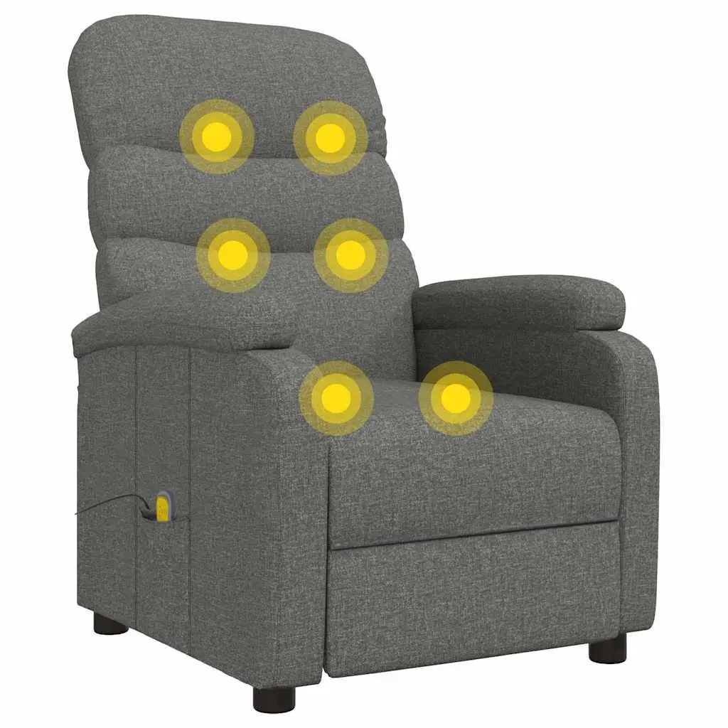 Massage Chair Dark Grey Fabric Reclining Electric Vibration 6 Points Relaxation