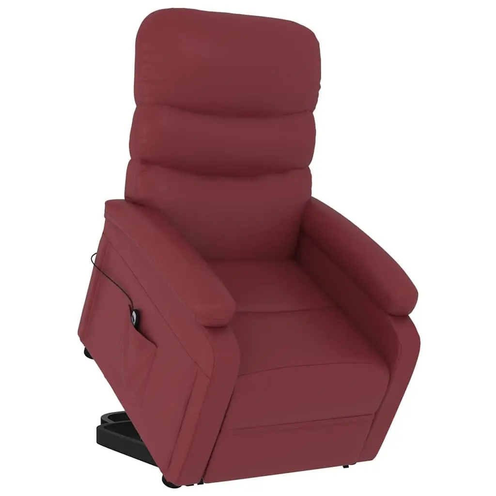 Reclining Armchair Stand Up Chair Red Faux Leather Electric Lift 3 Positions