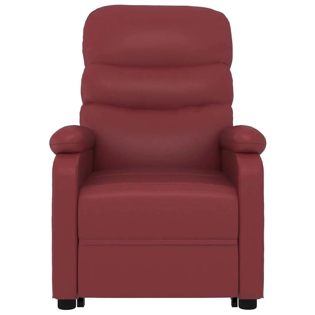 Reclining Armchair Stand Up Chair Red Faux Leather Electric Lift 3 Positions
